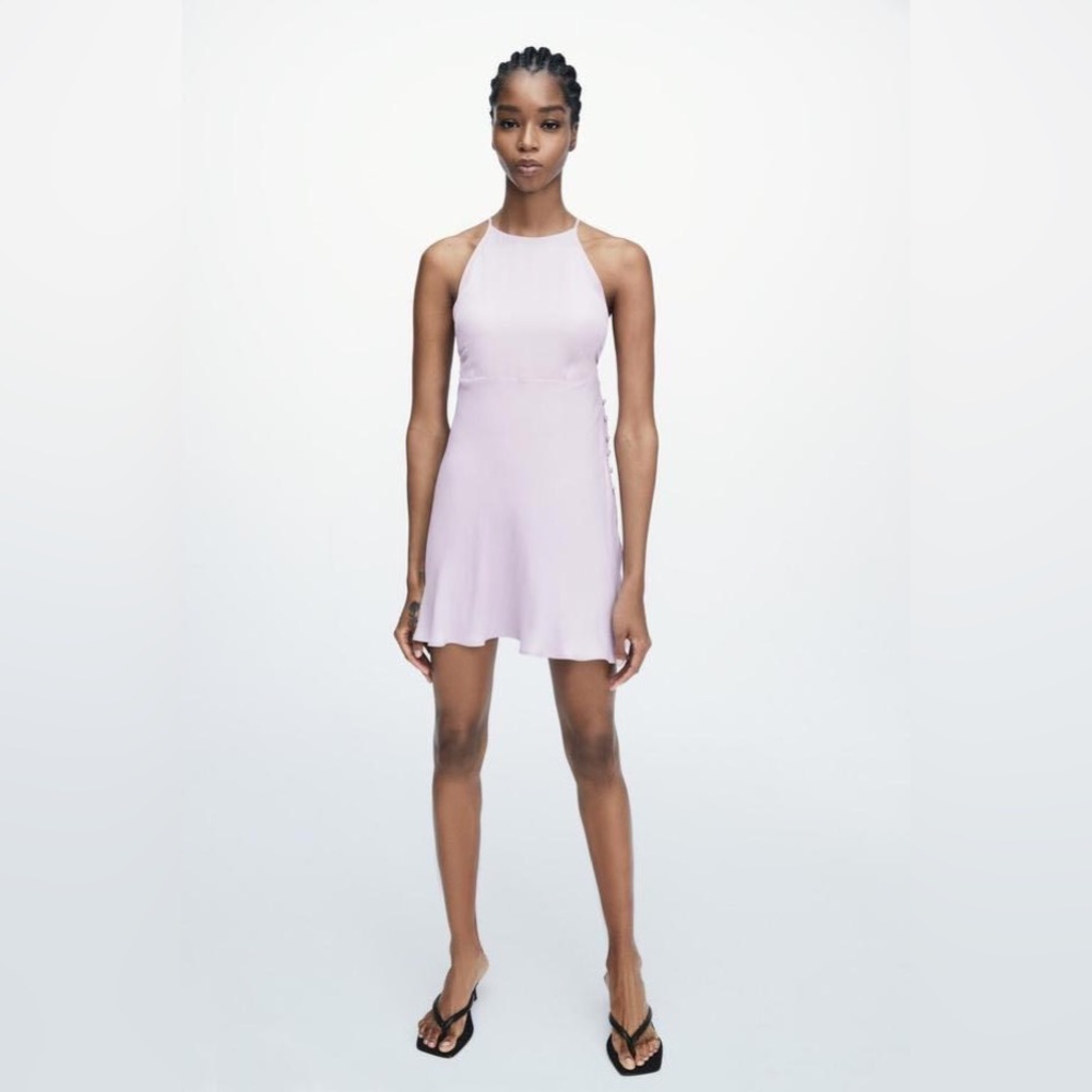 Zara satin lilac purple  slip mini  dress Small